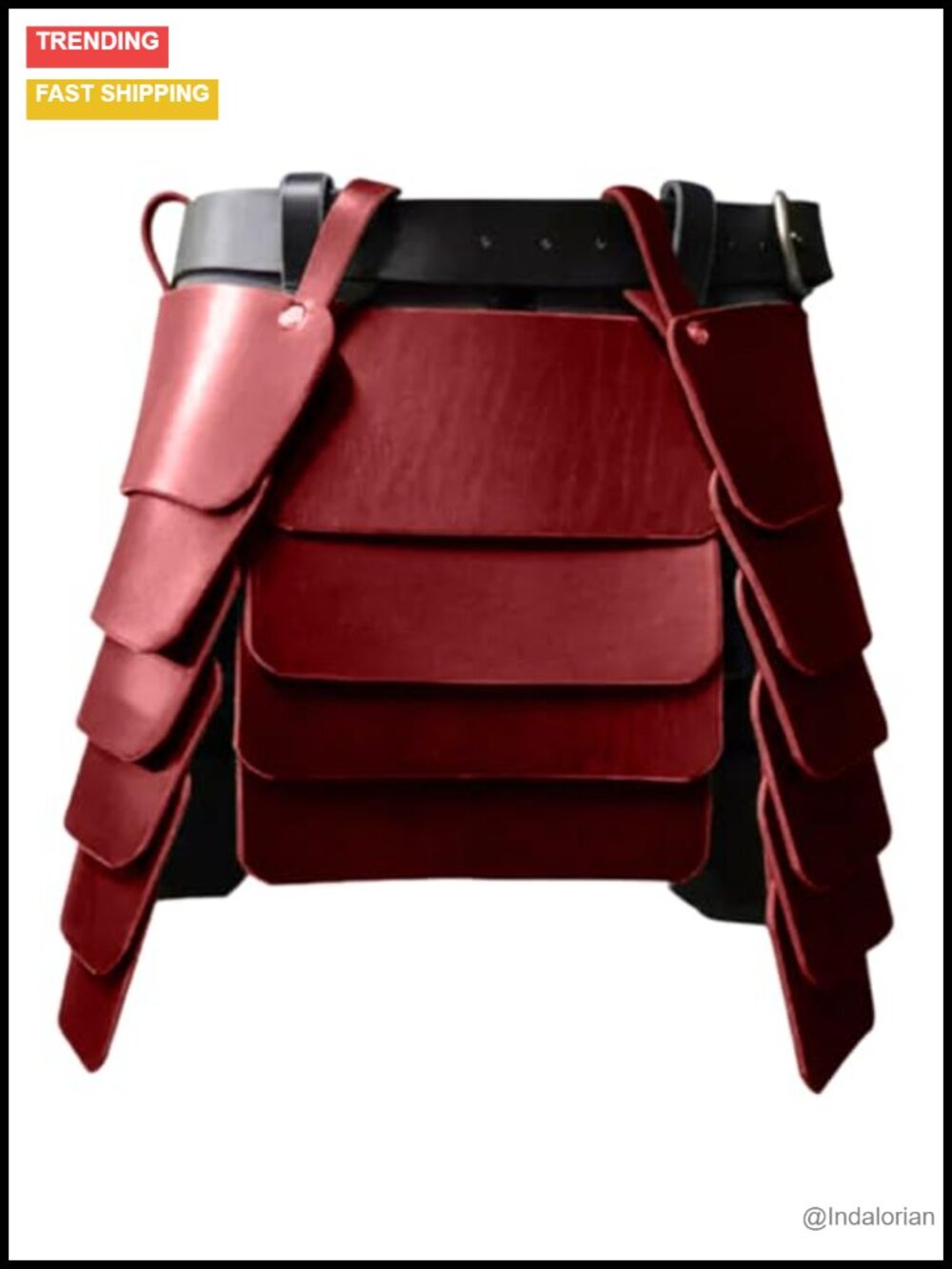 PU Leather Medieval Viking Wide Waist Belt with 3pc Thigh Armor Skirt